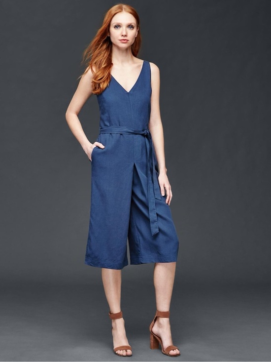 GAP Pants - GAP TENCEL™ linen culotte jumpsuit in Comet Blue